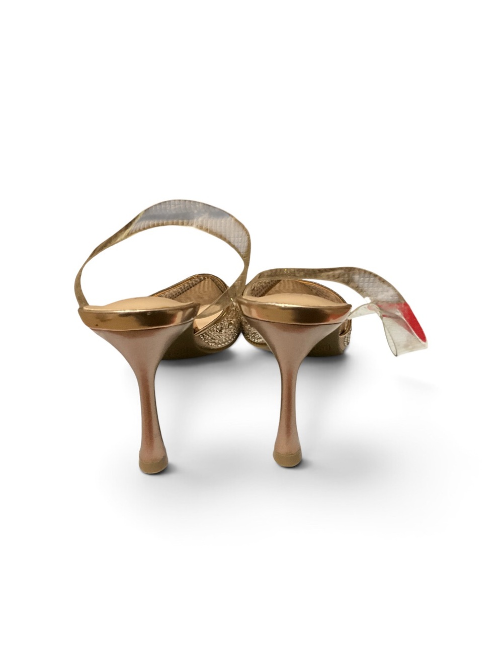 TOP Moda Gold Rhinestone Pointed Toe Slingback Heels - Picture 5 of 9